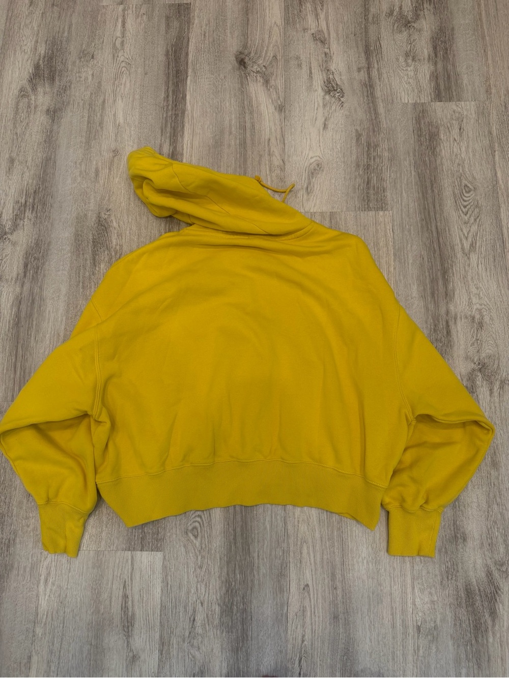 Nike Small Yellow Oversized Cropped Hoodie Embroidered - Picture 2 of 3